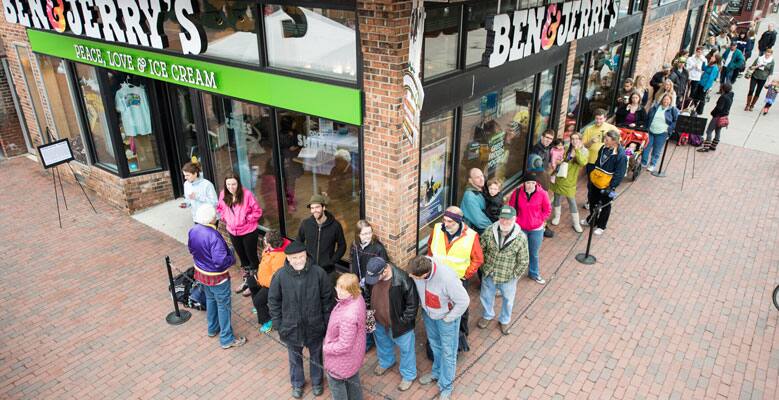People waiting in line for their free cone