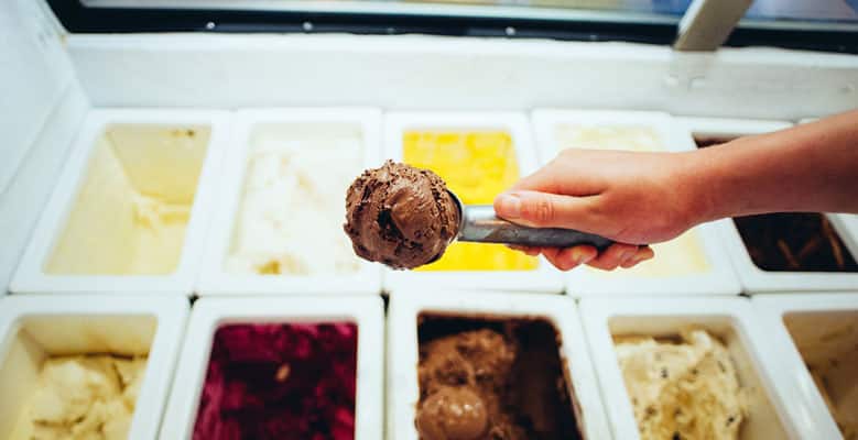 A scoop of Ben & Jerry's Chocolate ice cream